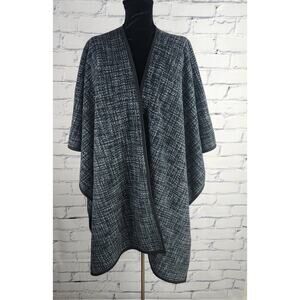 Ike Behar Wrap Womens Cozy Shawl Poncho Reversible Knit Black Cabincore career